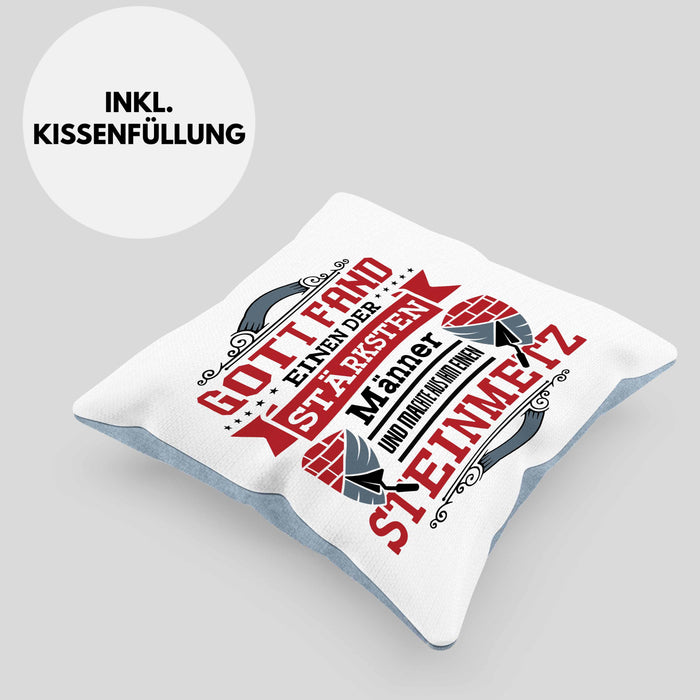 Steinmetz Kissen mit Füllung 40x40 Geschenk Spruch Geschenkidee Spruch (Grau) Blau Trendation