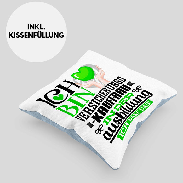 Versicherungskauffrau Ausbildung Start Geschenk Kissen mit Füllung 40x40 Ich Bin Versicherungskauffrau In Der Ausbildung Ich Darf Das Geschenkidee (Grau) Blau Trendation
