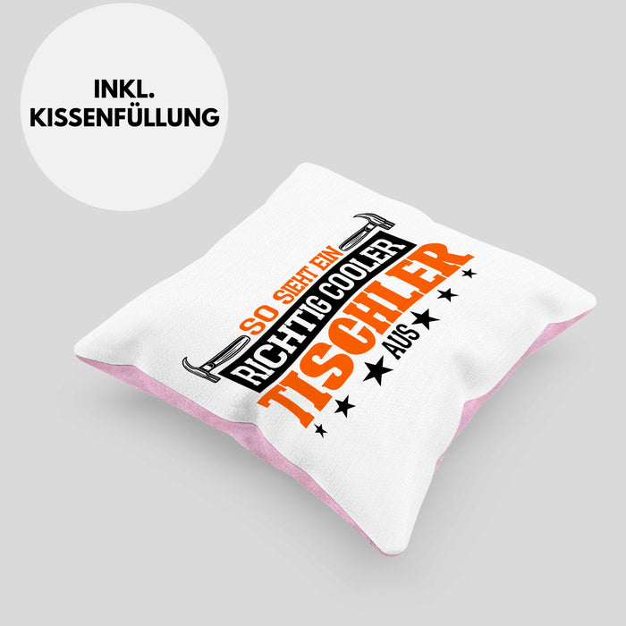 Kissen mit Füllung 40x40 Geschenk für Tischler Spruch So Sieht Ein Richtige Cooler Tischler Aus (Grau) Rosa Trendation