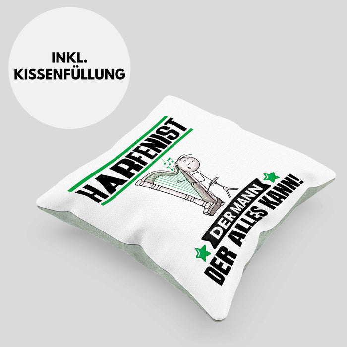 Harfenist Kissen mit Füllung 40x40 Geschenk für Harfenist Der Mann Der Alles Kann Geschenkidee zum Geburtstag (Grau) Grün Trendation