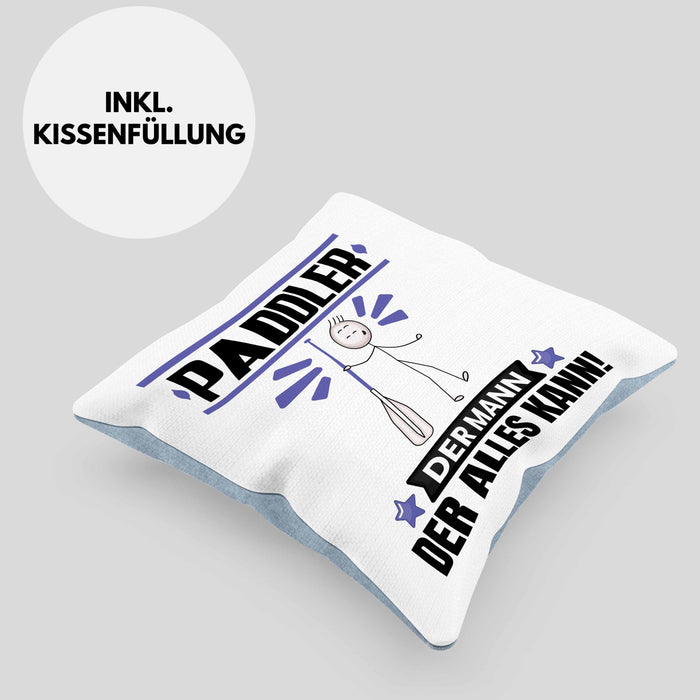 Paddler Kissen mit Füllung 40x40 Geschenk für Paddler Der Mann Der Alles Kann Geschenkidee zum Geburtstag (Grau) Blau Trendation