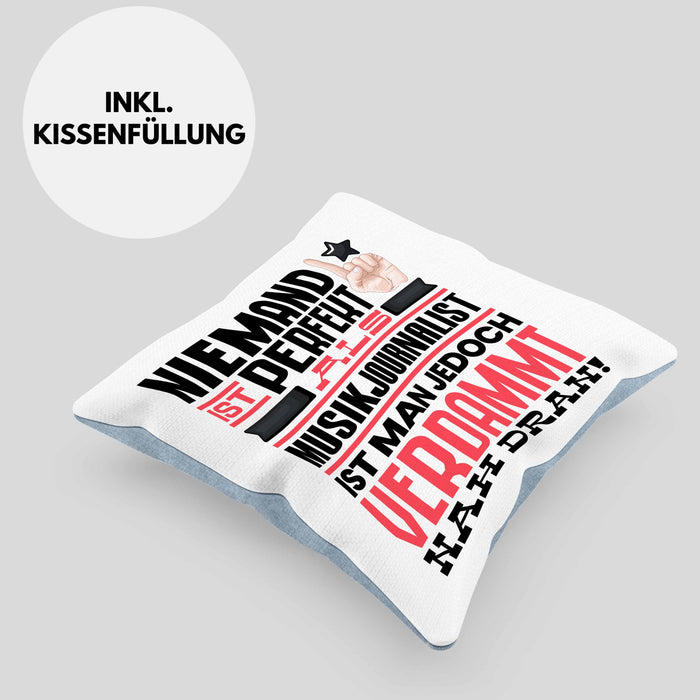 Musikjournalist Geschenk Kissen mit Füllung 40x40 Lustige Geschenkidee für Musikjournalist Geburtstag Niemand Ist Perfekt Aber Als Musikjournalist Ist Man Nah Dran (Grau) Blau Trendation