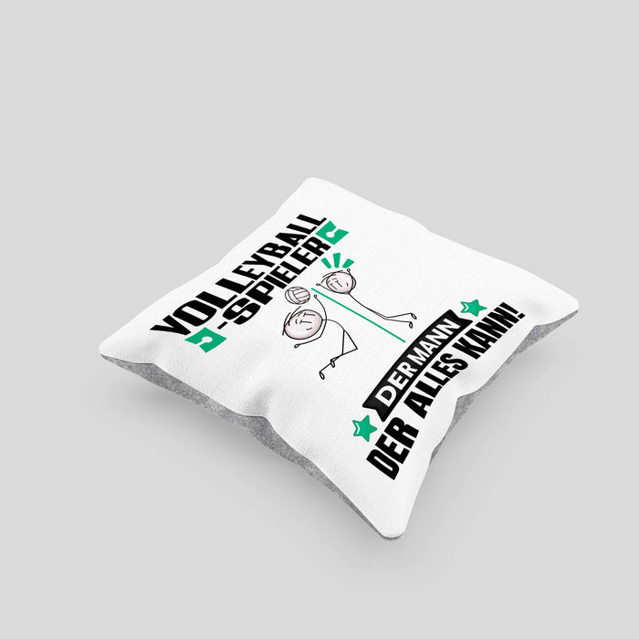Volleyballspieler Kissen mit Füllung 40x40 Geschenk für Volleyballspieler Der Mann Der Alles Kann Geschenkidee zum Geburtstag (Grau) Grau Trendation