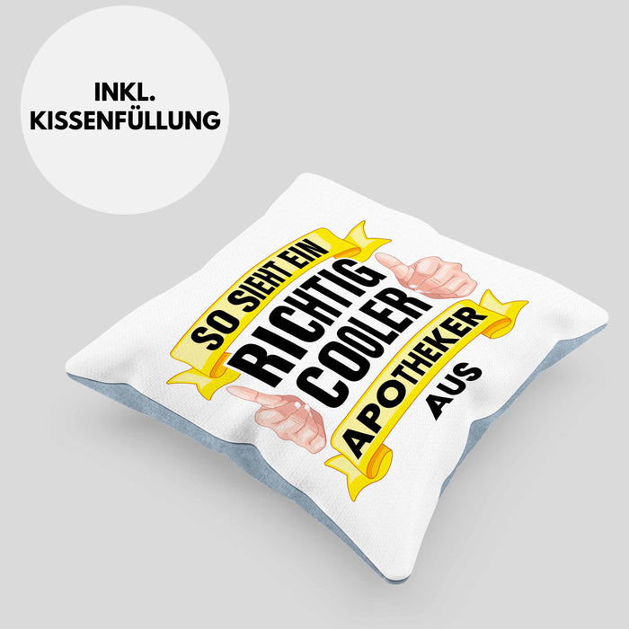 Apotheker Kissen mit Füllung 40x40 Geschenk Spruch Pharmazie Lustig (Grau) Blau Trendation
