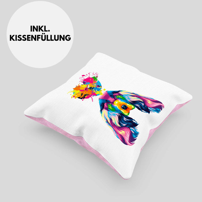 Cocker Spaniel Herz Farbe Besitzer Kissen mit Füllung 40x40 Geschenk Lustiger Spruch Geschenkidee Cocker Spaniel Liebhaber (Grau) Rosa Trendation