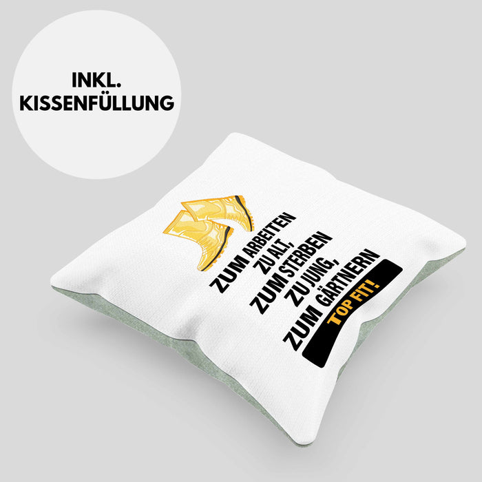 Gärtner Kissen mit Füllung 40x40 mit Spruch Garten Hobbygärtner Gärtner Geschenk Lustig Gärtnerin Geschenkidee (Grau) Grün Trendation