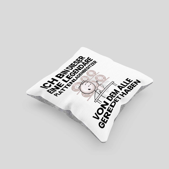 Plattenladenbesitzer Geschenk Kissen mit Füllung 40x40 Lustige Geschenkidee Geburtstag für Plattenladenbesitzer Ich Bin Dieser Legendäre Plattenladenbesitzer Von Dem Alle Geredet Haben (Grau) Grau Trendation