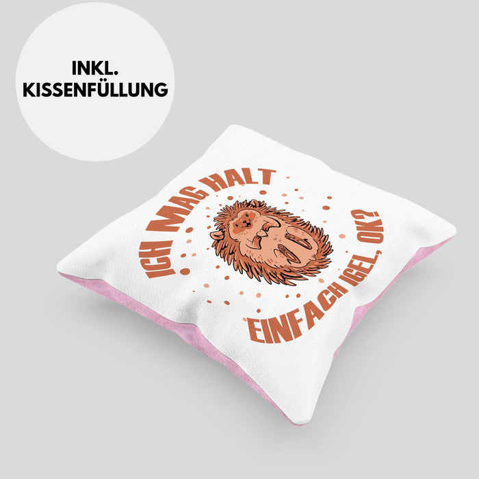 Igel Kissen mit Füllung 40x40 - Tolles Geschenk für Igel-Liebhaber (Grau) Rosa Trendation