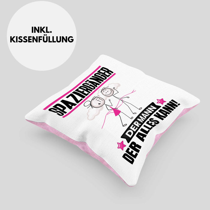 Spaziergänger Kissen mit Füllung 40x40 Geschenk für Spaziergänger Der Mann Der Alles Kann Geschenkidee zum Geburtstag (Grau) Rosa Trendation