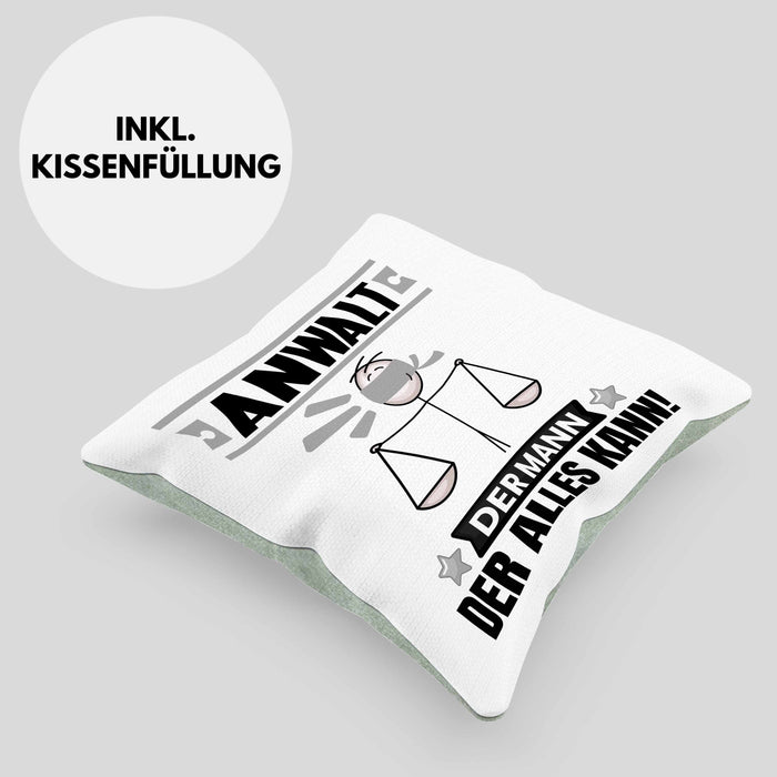 Anwalt Kissen mit Füllung 40x40 Geschenk für Anwalt Der Mann Der Alles Kann Geschenkidee zum Geburtstag (Grau) Grün Trendation