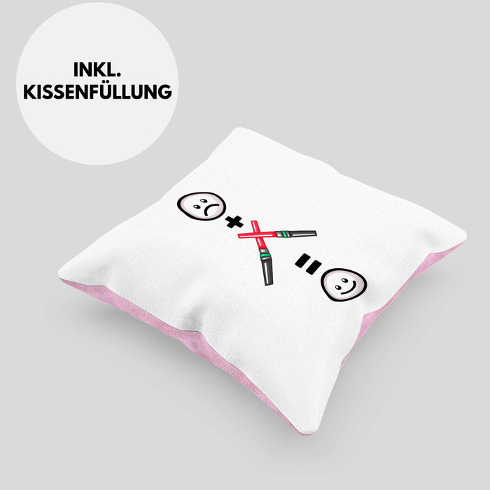 Fluglotse Kissen mit Füllung 40x40 Geschenk für Fluglotsen Lustige Geschenkidee :( + Fluglotse = :) Geburtstag (Grau) Rosa Trendation