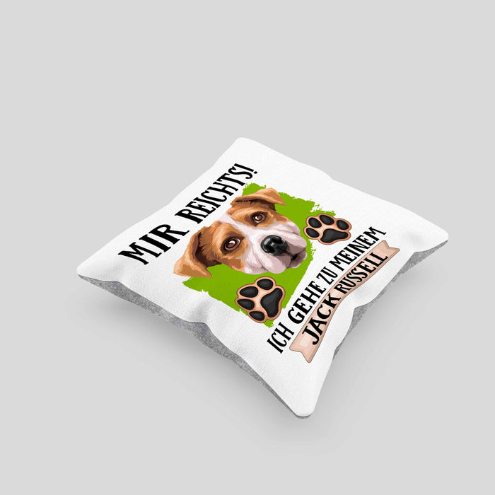 Jack Russel Besitzer Kissen mit Füllung 40x40 Geschenk Lustiger Spruch Geschenkidee Mir Reichts Ich Geh Zu Meinem Jack Russel (Grau) Grau Trendation