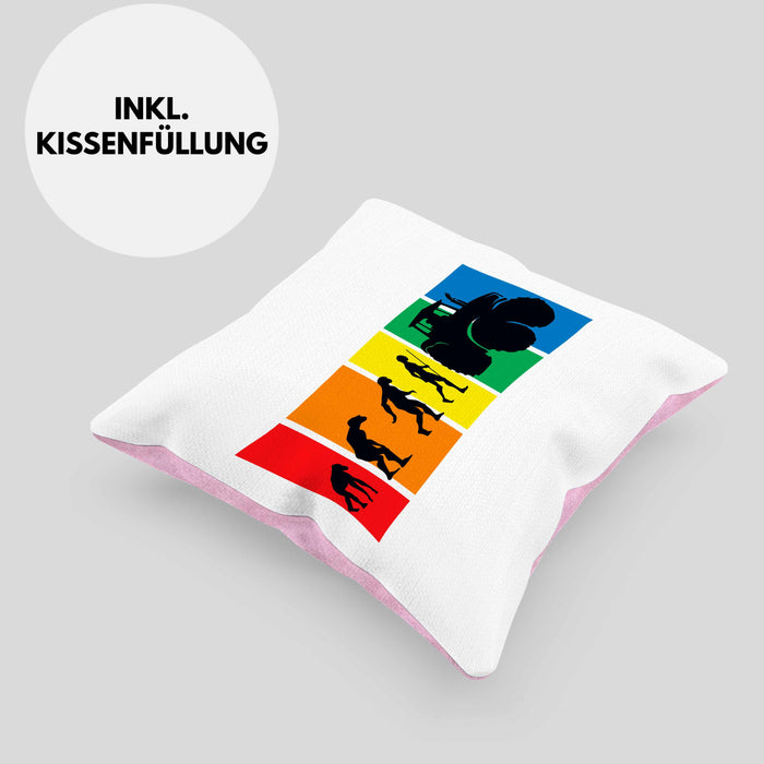 Lustige Traktor Kissen mit Füllung 40x40 Geschenk für Bauer Landwirt Evolution Grafik (Grau) Rosa Trendation