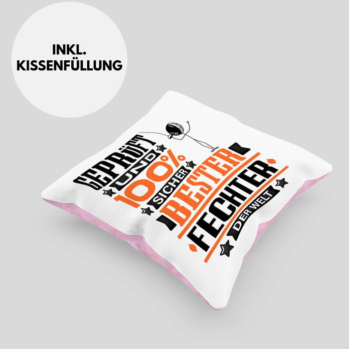 Fechter Geschenk Lustiger Spruch für Fechter Geschenkidee Bester Fechter Der WeltKissen mit Füllung 40x40 (Grau) Rosa Trendation