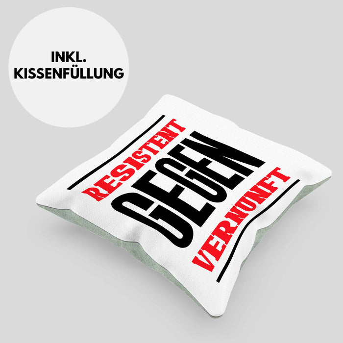 System Kissen mit Füllung 40x40 Geschenk Spruch Lustig Resistent Gegen Vernupft Geschenkidee Geburtstag (Grau) Grün Trendation
