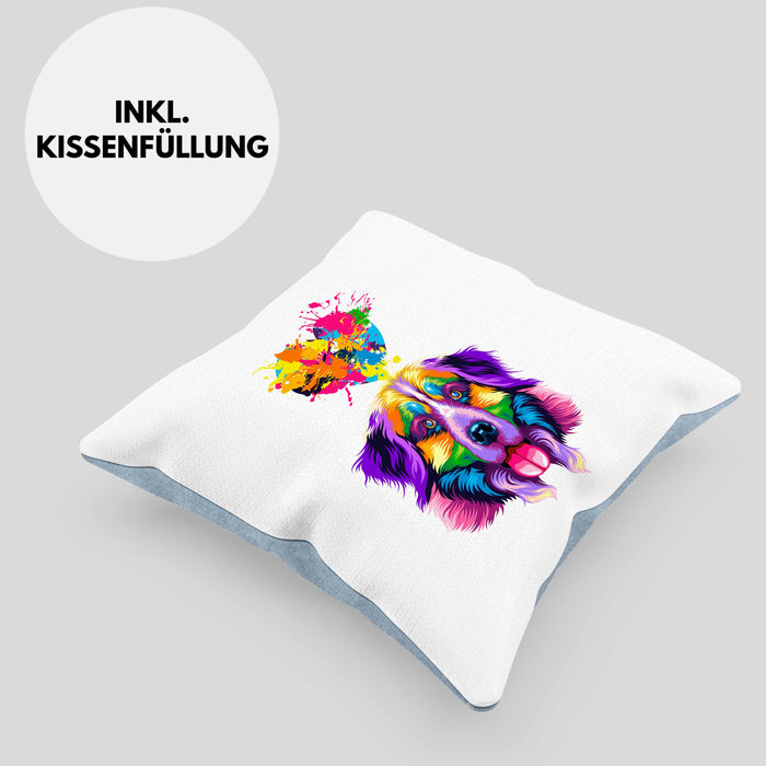 Border Collie Herz Farbe Besitzer Kissen mit Füllung 40x40 Geschenk Lustiger Spruch Geschenkidee Border Collie Liebhaber (Grau) Blau Trendation