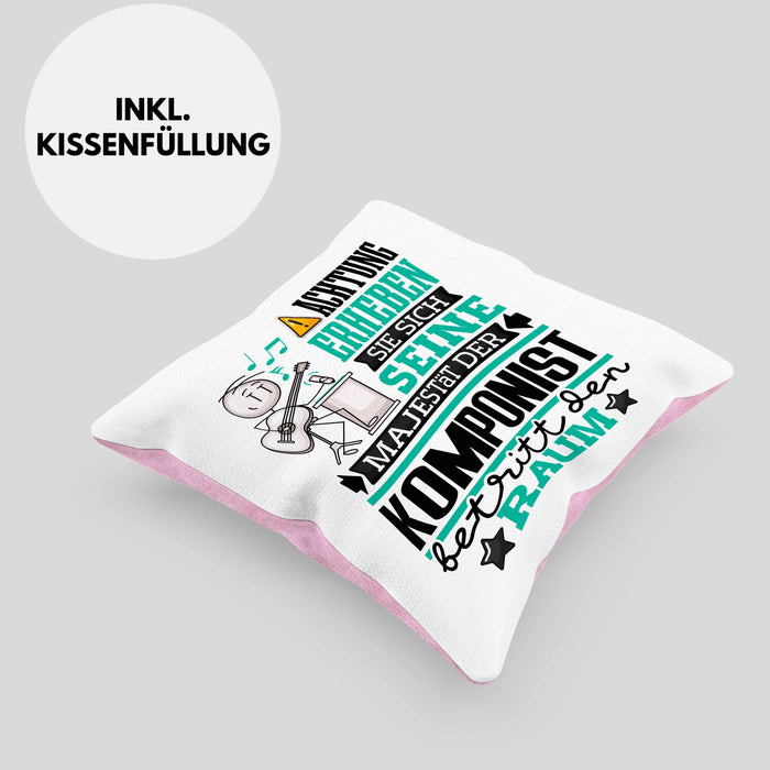 Komponist Geschenk Kissen mit Füllung 40x40 Lustiger Spruch Erheben Sie Sich Der Komponist Betritt den Raum (Grau) Rosa Trendation
