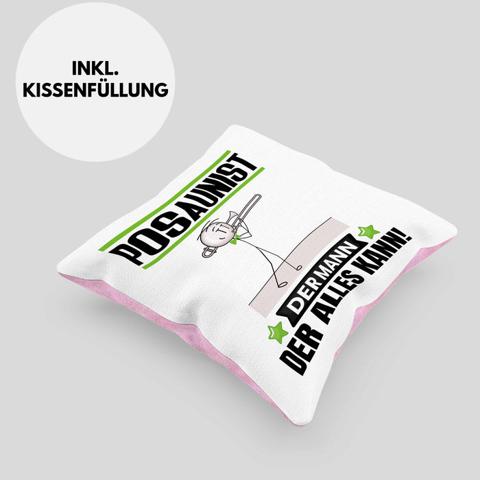 Posaunist Kissen mit Füllung 40x40 Geschenk für Posaunist Der Mann Der Alles Kann Geschenkidee zum Geburtstag (Grau) Rosa Trendation