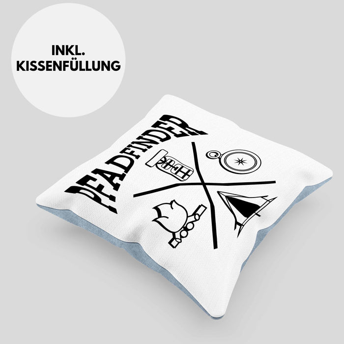 Pfadfinder Kissen mit Füllung 40x40 Geschenk Lustige Geschenkidee Für Pfadfinder (Grau) Blau Trendation