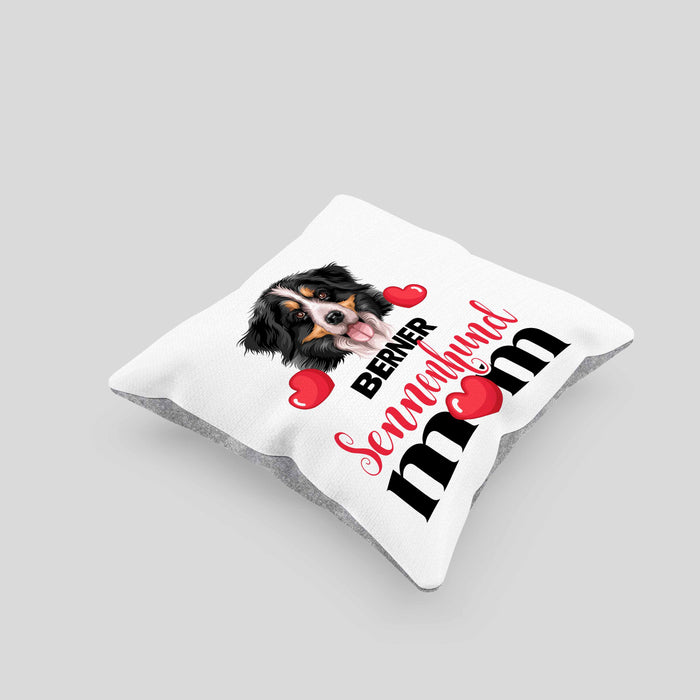 Berner Sennen Besitzer Mom Mama Kissen mit Füllung 40x40 Geschenk Lustiger Spruch Geschenkidee Berner Sennen Besitzerin (Grau) Grau Trendation