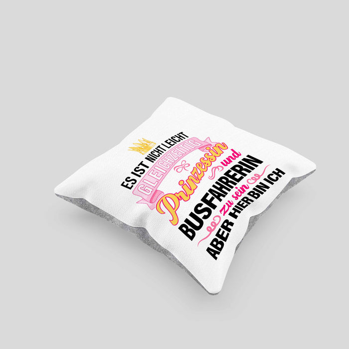 Busfahrerin Geschenk Kissen mit Füllung 40x40 Lustig Spruch Geschenkidee Bus-Fahrerin Prinzessin Zubehör (Grau) Grau Trendation