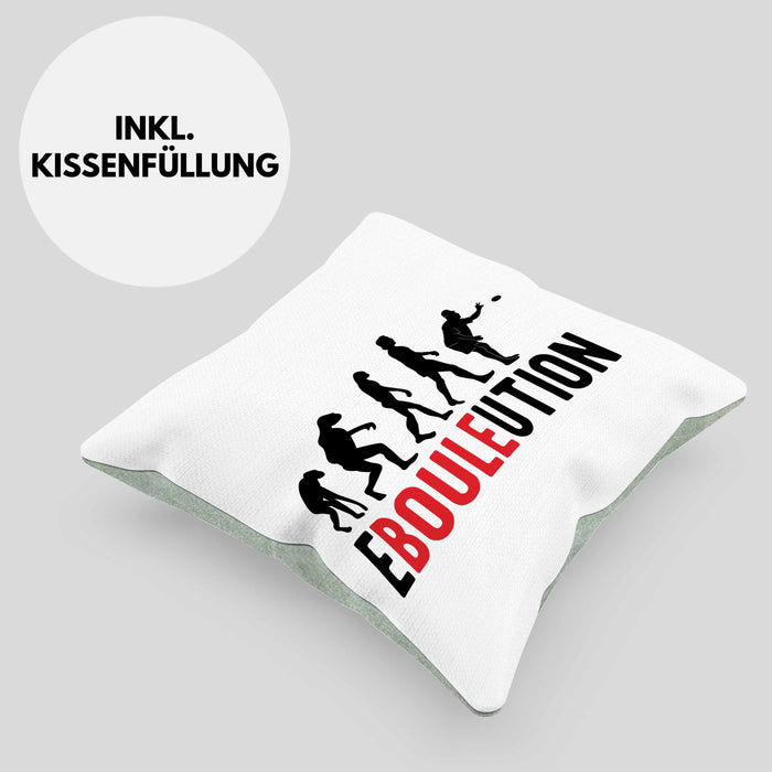 Boule Kissen mit Füllung 40x40 Geschenk Ebouleution Pétanque Boule-Spieler Geschenkidee Spruch (Grau) Grün Trendation