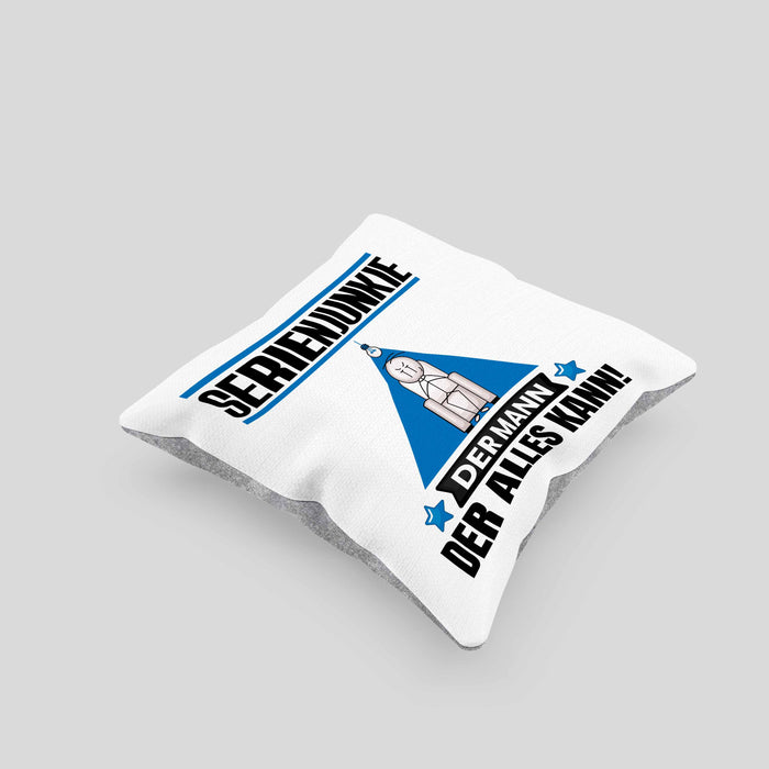Serienjunkie Kissen mit Füllung 40x40 Geschenk für Serienjunkie Der Mann Der Alles Kann Geschenkidee zum Geburtstag (Grau) Grau Trendation