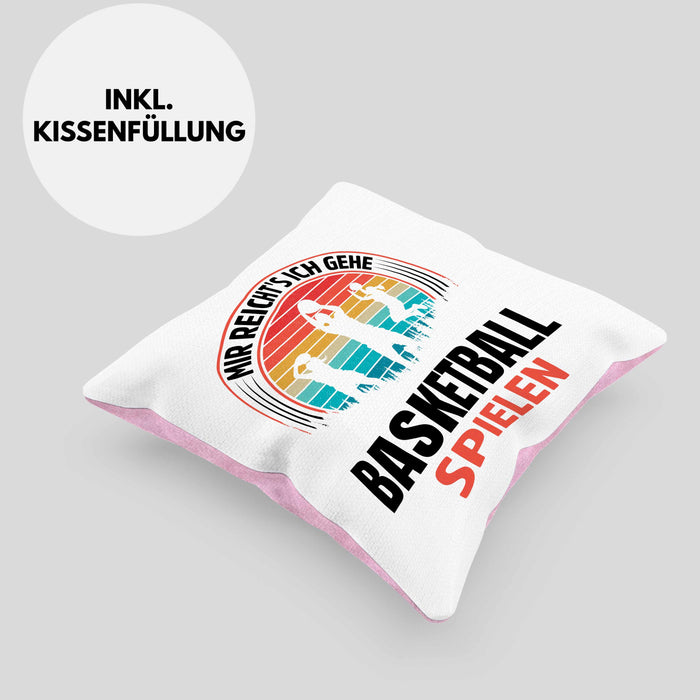 Mädchen Basketballspielerin Geschenkidee Kissen mit Füllung 40x40 Frauen Basketball (Grau) Rosa Trendation