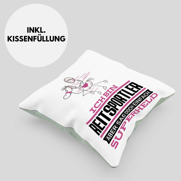 Reitsportler Geschenk Kissen mit Füllung 40x40 Ich Bin Reitsportler Aber Sag Doch Einfach Superheld Lustige Geschenkdiee für Reitsportler (Grau) Grün Trendation