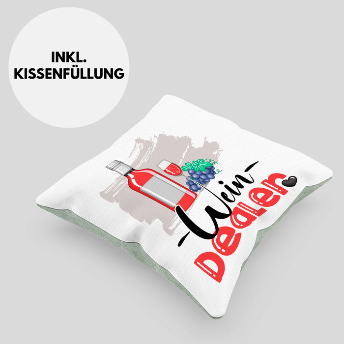 Wein Dealer Kissen mit Füllung 40x40 Geschenk für Weinverkäufer Geburtstag Spruch Geschenkidee Bester Weinverkäufer Weinhändler (Grau) Grün Trendation
