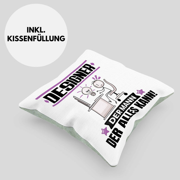 Designer Kissen mit Füllung 40x40 Geschenk für Designer Der Mann Der Alles Kann Geschenkidee zum Geburtstag (Grau) Grün Trendation