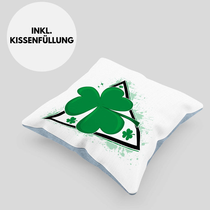 St Patricks Day Kissen mit Füllung 40x40 Kleeblatt Irisch Irland Geschenkidee (Grau) Blau Trendation