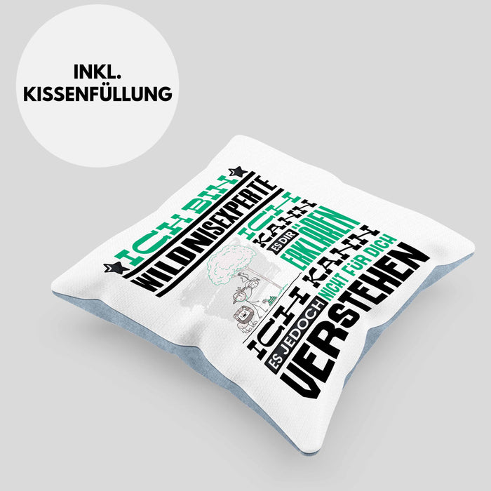Wildnisexperte Geschenk Kaffee-Kissen mit Füllung 40x40 Geschenkidee für Wildnisexperte Ich Bin Wildnisexperte Ich Kann Es Dir Erklären Jedoch Nicht Für Dich Verstehen Spruch Lustig (Grau) Blau Trendation