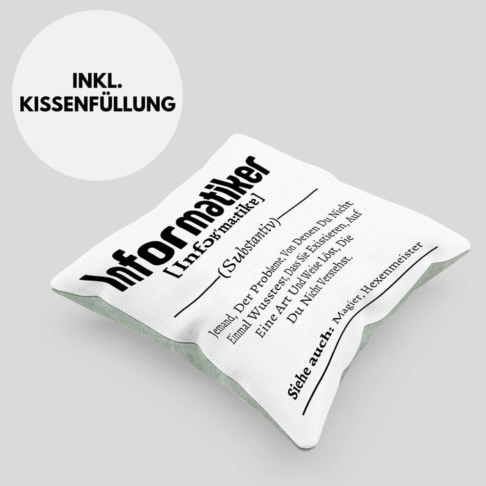 Informatiker Geschenk Kissen mit Füllung 40x40 Geschenkidee für Informatiker IT-Experte Softwareentickler (Grau) Grün Trendation