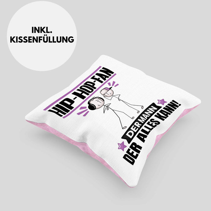 Hip-Hop-Fan Kissen mit Füllung 40x40 Geschenk für Hip-Hop-Fan Der Mann Der Alles Kann Geschenkidee zum Geburtstag (Grau) Rosa Trendation