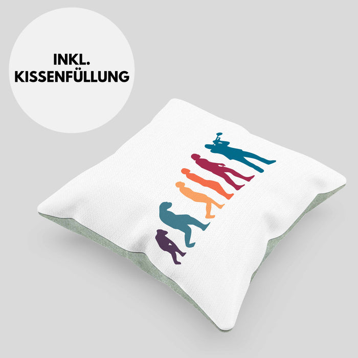 Posaunist Kissen mit Füllung 40x40 Geschenk Evolution Posaune Kaffee Geschenkidee Lustig (Grau) Grün Trendation