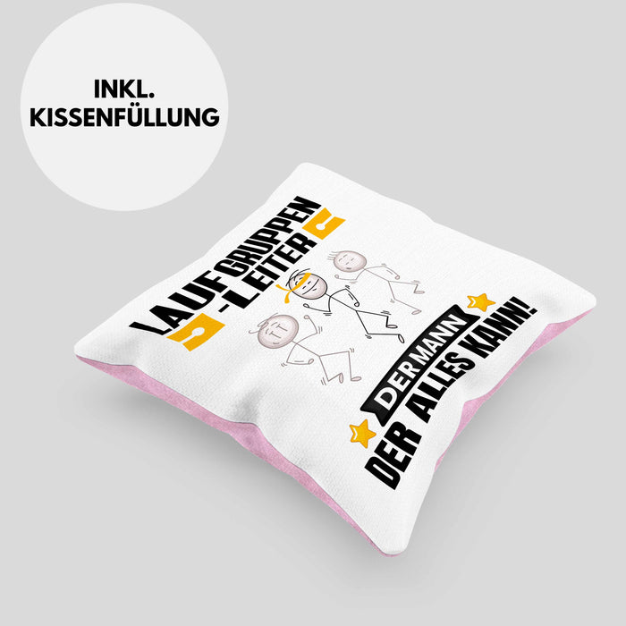 Laufgruppenleiter Kissen mit Füllung 40x40 Geschenk für Laufgruppenleiter Der Mann Der Alles Kann Geschenkidee zum Geburtstag (Grau) Rosa Trendation