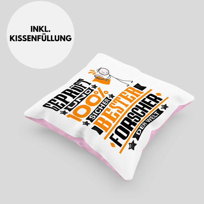 Forscher Geschenk Lustiger Spruch für Forscher Geschenkidee Bester Forscher Der WeltKissen mit Füllung 40x40 (Grau) Rosa Trendation