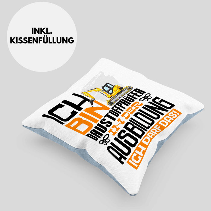 Baustoffprüfer Ausbildung Kissen mit Füllung 40x40 Geschenk Ich Bin Baustoffprüfer In Der Ausbildung Ich Darf Das Geschenkidee Spruch (Grau) Blau Trendation
