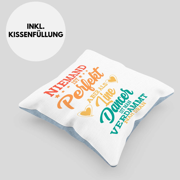 Lustige Line Dance Kissen mit Füllung 40x40 - Tolles Geschenk für Line Dance Enthusiasten "Niemand Ist toll Aber Als Lincedancer" (Grau) Blau Trendation