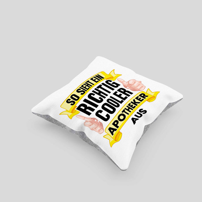 Apotheker Kissen mit Füllung 40x40 Geschenk Spruch Pharmazie Lustig (Grau) Grau Trendation