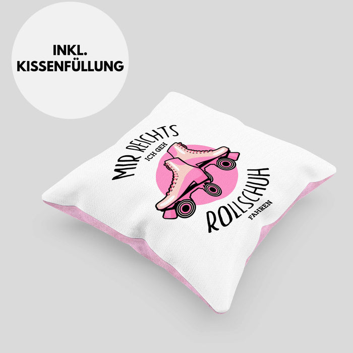 Lustige Rollschuh-Kissen mit Füllung 40x40 Geschenk für Rollschuhfahrerinnen Mir Reichts (Grau) Rosa Trendation