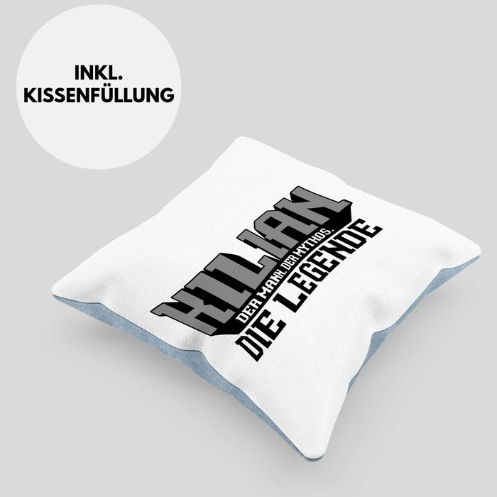 Kilian Kissen mit Füllung 40x40 Namen Spruch Namenstag (Grau) Blau Trendation