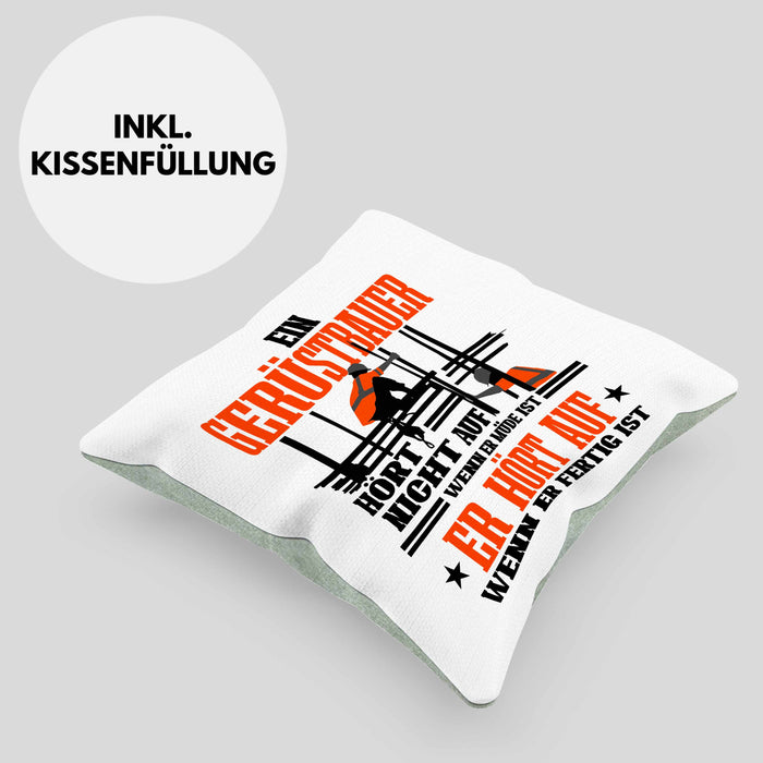 Kissen mit Füllung 40x40 für Gerüstbauer Geschenk Spuch Männer Gerüstbau (Grau) Grün Trendation