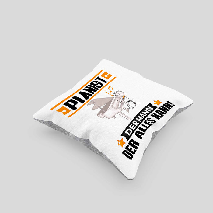 Pianist Kissen mit Füllung 40x40 Geschenk für Pianist Der Mann Der Alles Kann Geschenkidee zum Geburtstag (Grau) Grau Trendation