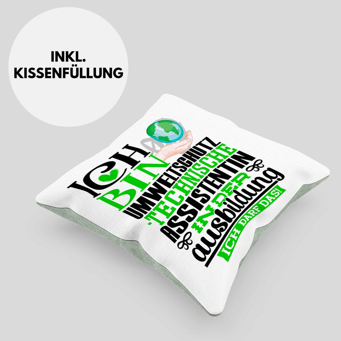 Umweltschutztechnische Assistentin Ausbildung Start Geschenk Kissen mit Füllung 40x40 Ich Bin Umweltschutztechnische Assistentin In Der Ausbildung Ich Darf Das Geschenkidee (Grau) Grün Trendation