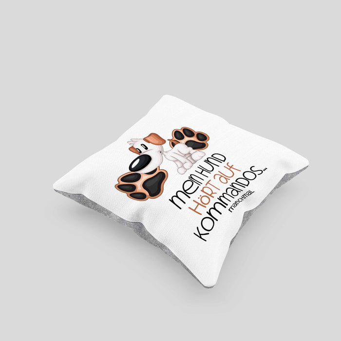 Hundebesitzer Kissen mit Füllung 40x40 Geschenk Mein Hund Hört Auf Kommandos Manchmal Geschenkidee Hunde Mama Frauchen Herrchen (Grau) Grau Trendation