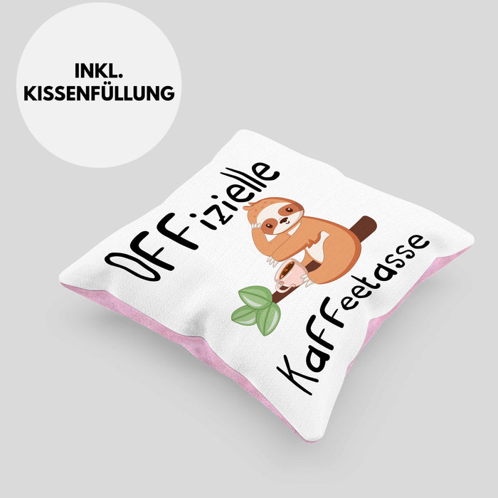 Offizielle Geschenk Kaffeetrinker Geschenkidee Kaffee-Kissen mit Füllung 40x40 (Grau) Rosa Trendation