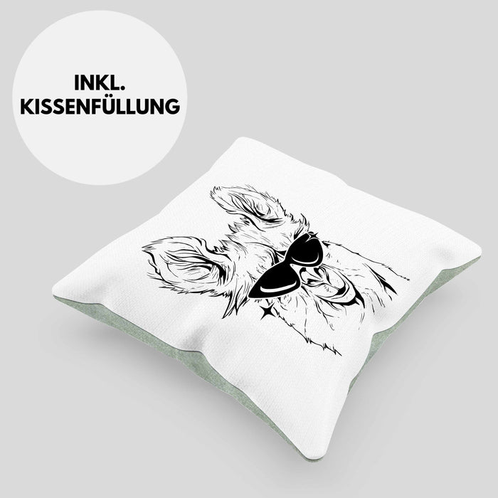Llama Alpaka Kissen mit Füllung 40x40 Geschenk Lama Geschenkidee für Lama-Fans (Grau) Grün Trendation