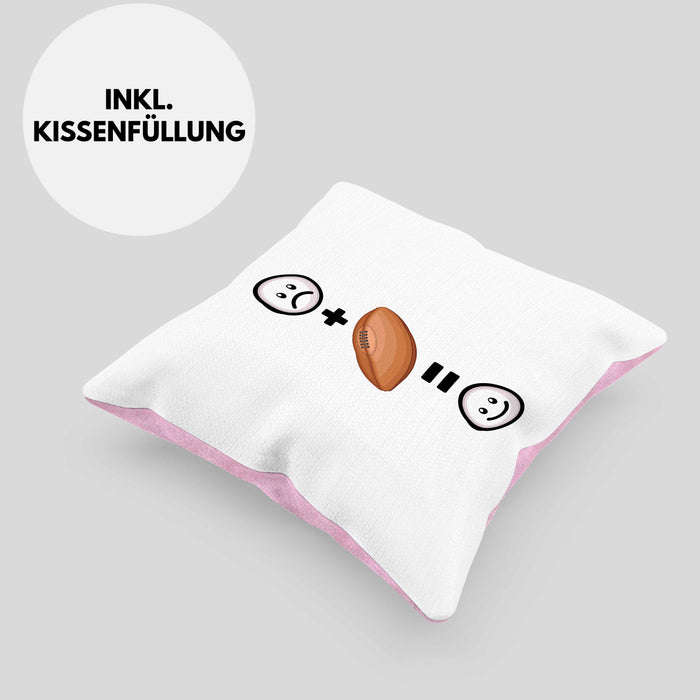 Rugby Kissen mit Füllung 40x40 Geschenk für Rugby-Spieler Lustige Geschenkidee :( + Rugby-Ball = :) Geburtstag (Grau) Rosa Trendation